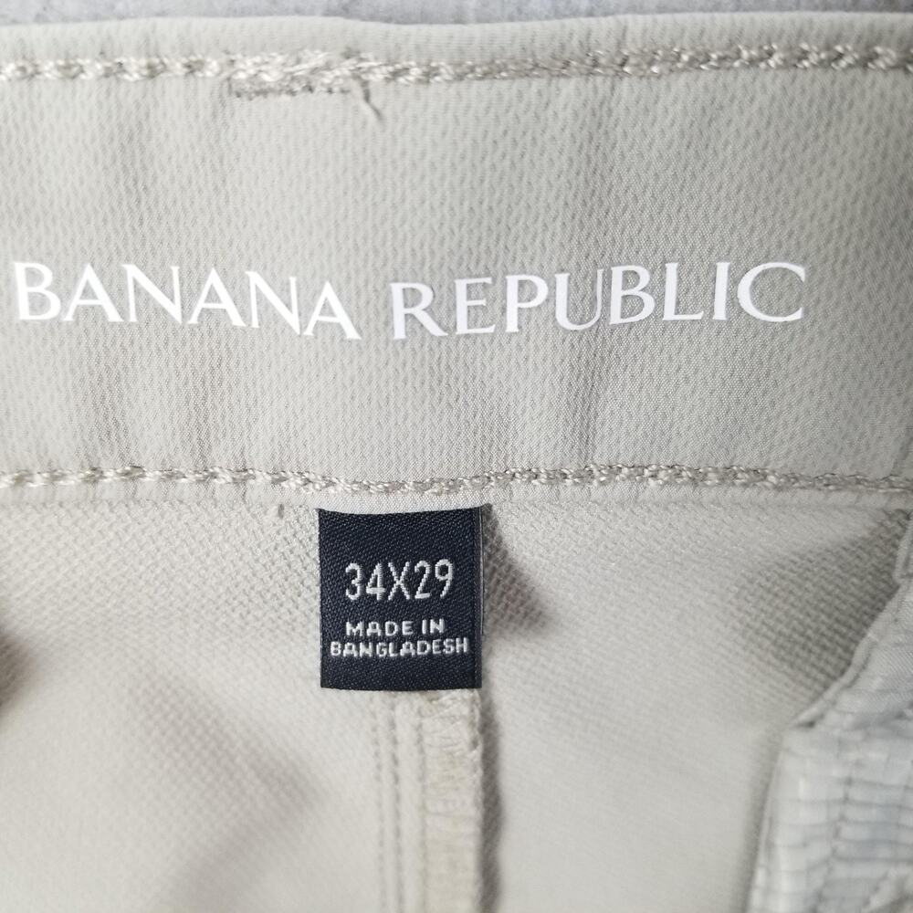 Banana Republic Pants Mens 34x29 Beige Stretch Polyester Golf Travel Lightweight - Picture 11 of 14